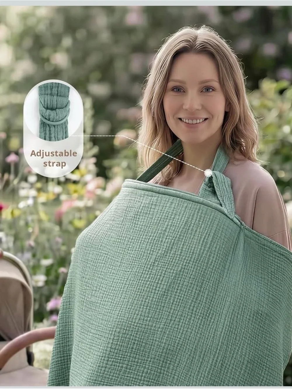 Soft Sage Muslin Nursing Cover